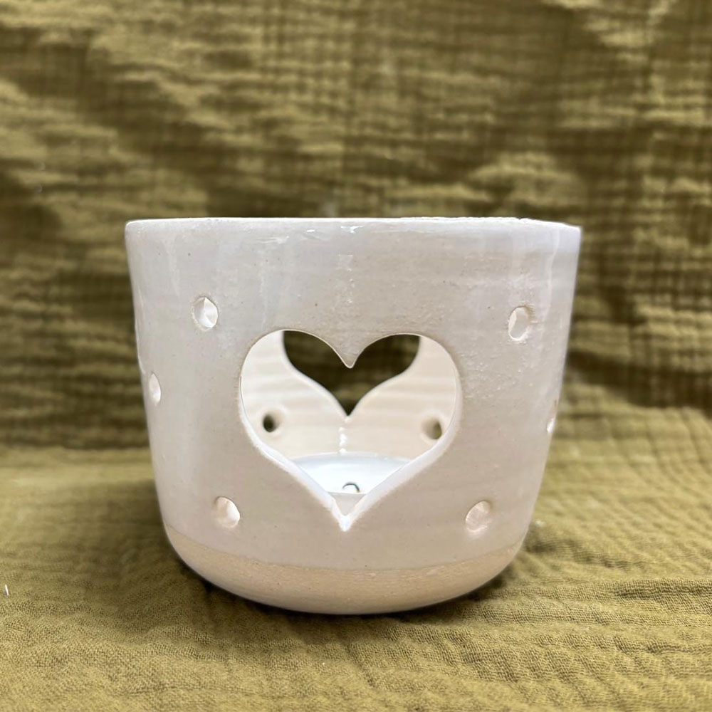 Photophore blanc rond coeur