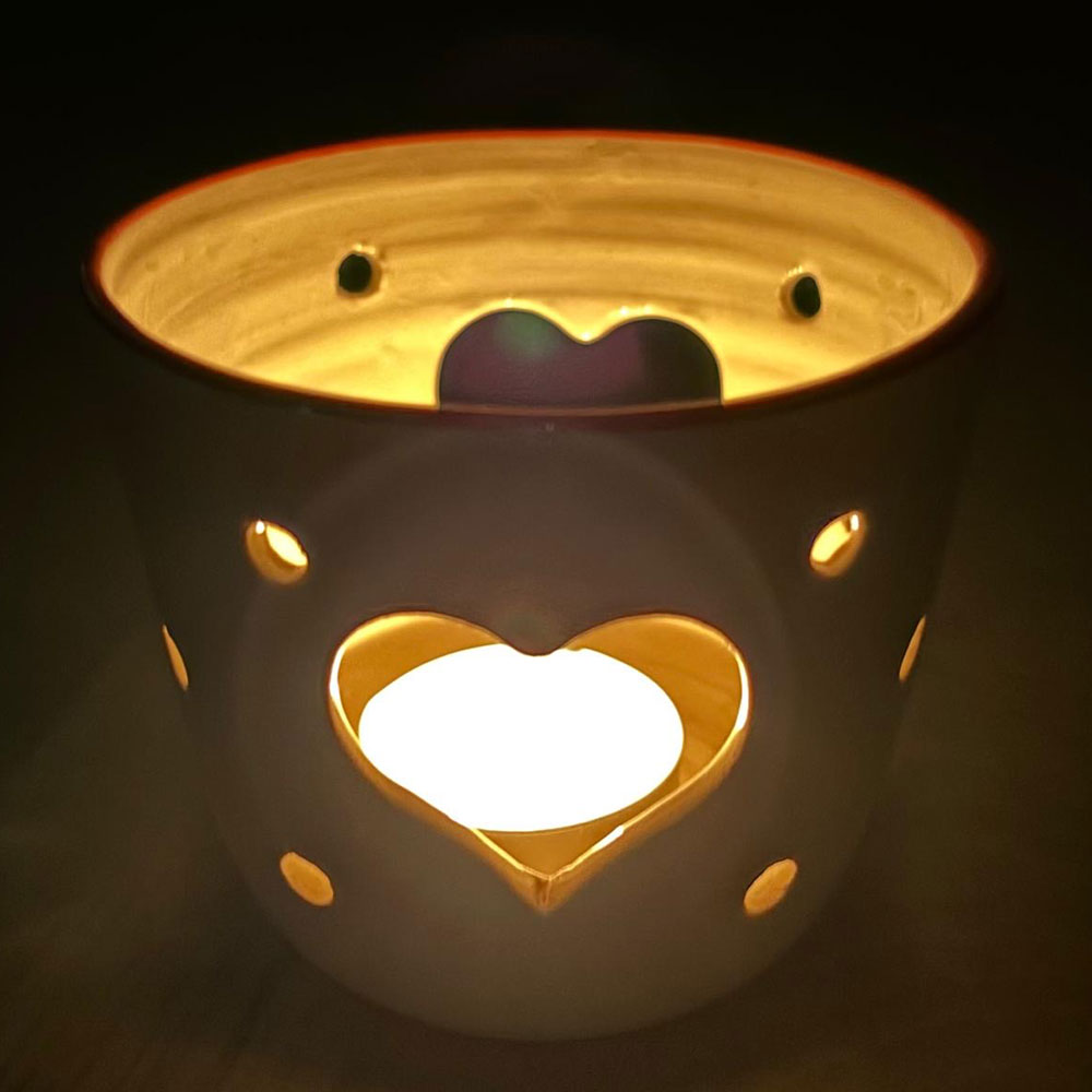 Photophore rond liseré rouge coeur – Image 2