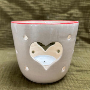 Photophore rond liseré rouge coeur