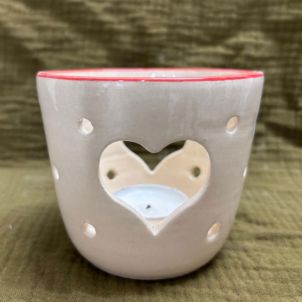 Photophore rond liseré rouge coeur